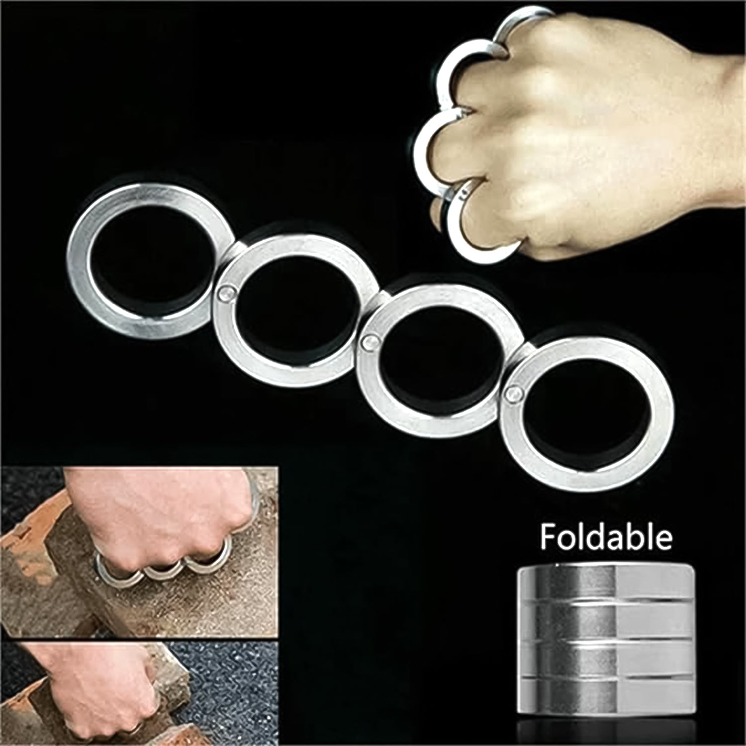 Portable 4 Finger Ring Unique Rotating Folding Ring (1 Set) Portable 4 Finger Ring Unique Rotating Folding Ring (1 Set)